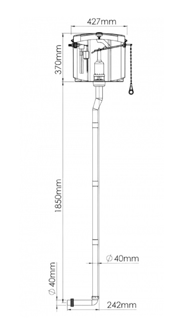 Бачок д/унитаза средний пласт.  ZEGOR SB408-4 с трубкой, с цепочкой,  8L   (5/1шт)