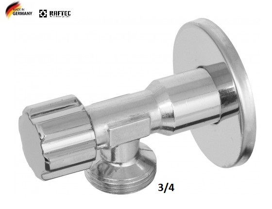 Кран угловой  механика 1/2 - 3/4   RAFTEC   VBE0102  SILVER (GERMANY)  (1/96)