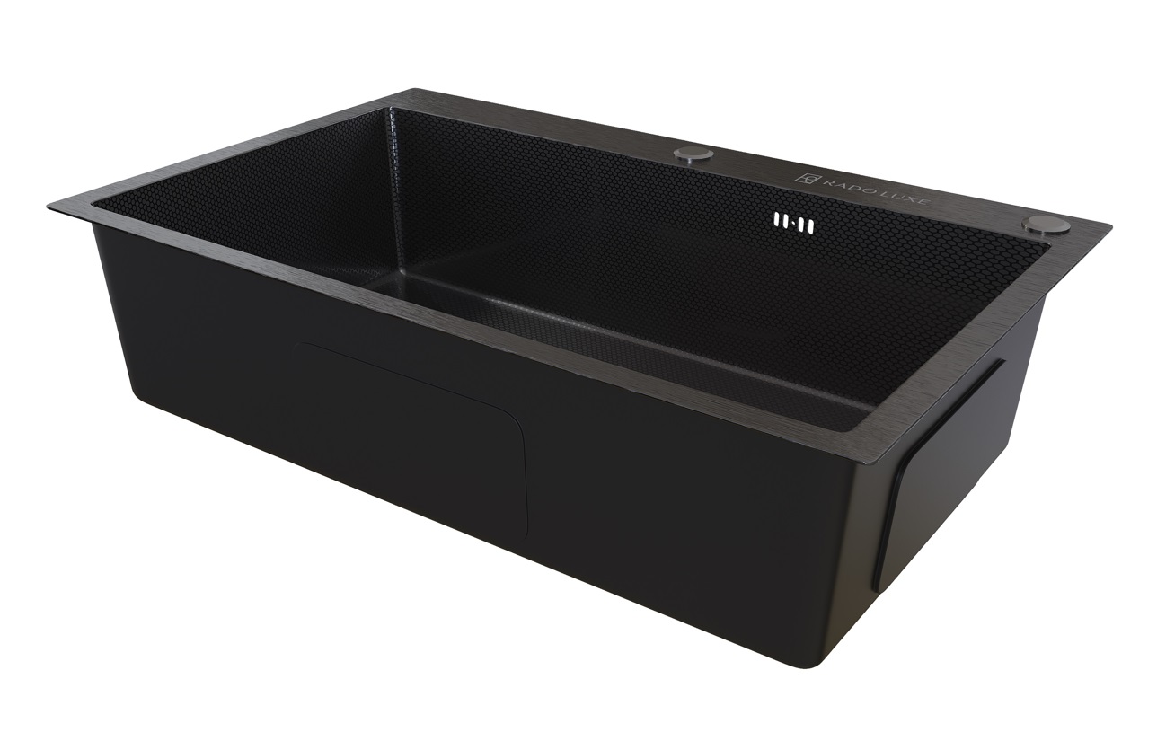 Мойка настол.монтаж   RADO LUXE 77x50 ТЕМНЫЙ ГРАФИТ ДЕКОР  7750-A   (3,0)   22см      (1/1шт)