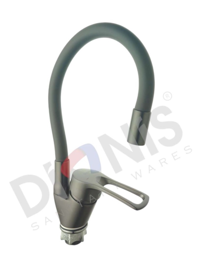 008F  DNE8-KG-FB-305  DIONIS Смеситель  д/кухни ГРАФИТгибкий СЕРЫЙ гайка к40  без шлангов   (12/1шт)