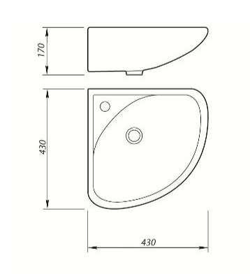 Умывальник Факел угловой  350x400x150  с отверстием г.Лобня   (1/1шт)
