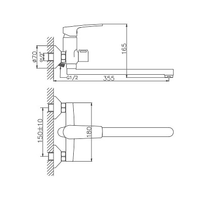 005NEW  Смеситель д/ванны  HB-22587  длинный излив ХРОМ к35 HAIBA  (10/1шт)