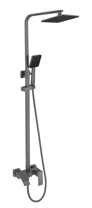 FMARK SUS FS8645-Q  Душевая стойка  ГРАФИТ со смесителем КВАДРО картридж d/ нерж.   (1/1шт)