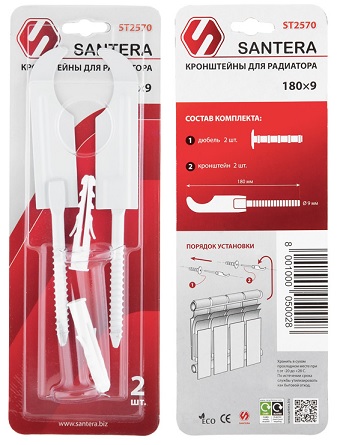 Крепление для радиаторов    9x180 мм  (пара)  ST2570 топорик блистер (50/1шт)