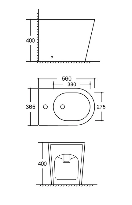 Биде напольное  STERIOT  560х365х400мм  RADOLUXE