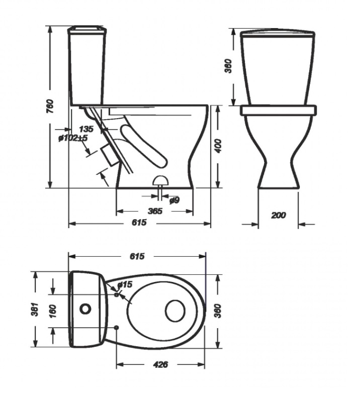 Акция!   Унитаз-компакт   РОНДО  ECO/СТАНДАРТ  45*  2кн. низ  Уклад   ПП   SANITA   (1/1шт)
