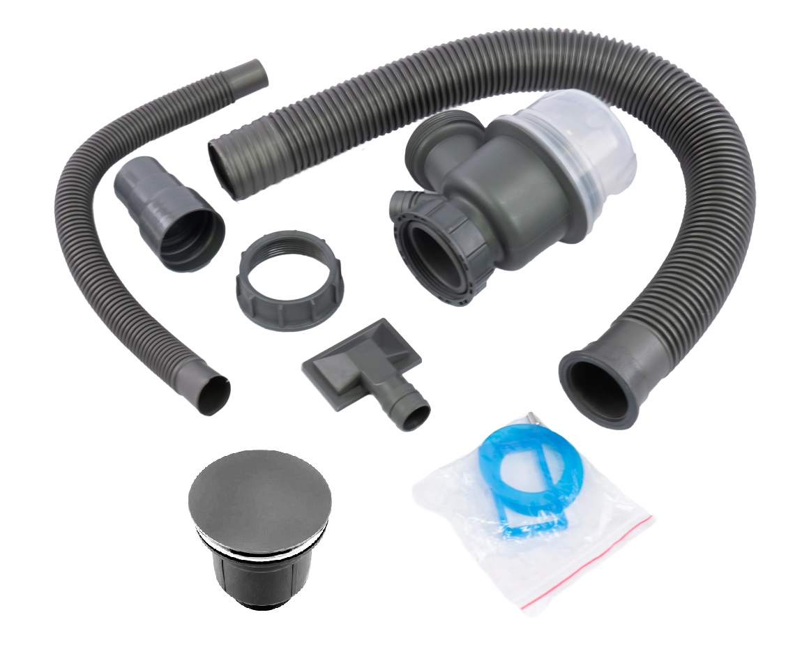 Сифон для кухни F-SL-Q1166  ГРАФИТ с прямоуг. переливом  FMARK  (30/1)