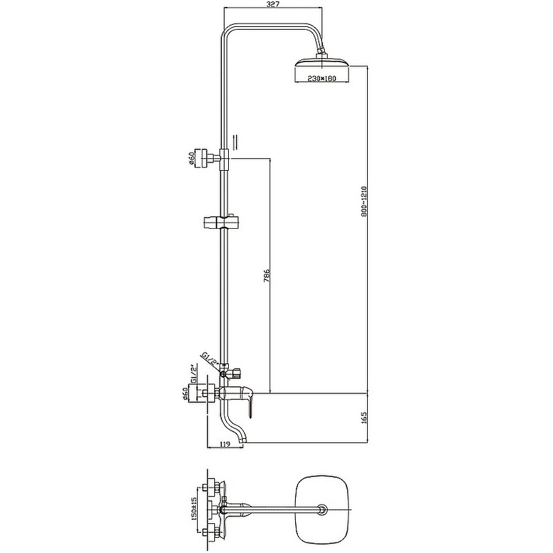 Душевая система  HB-2405  ХРОМ  к35  HAIBA  (4/1шт)