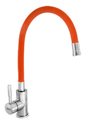 ЯЯ008  Кухня боковая   DOKORONA  DK-7721-2A-760  гибкий ОРАНЖЕВЫЙ  гайка.  НЕРЖАВЕЮЩАЯ СТАЛЬ  (12/1ш