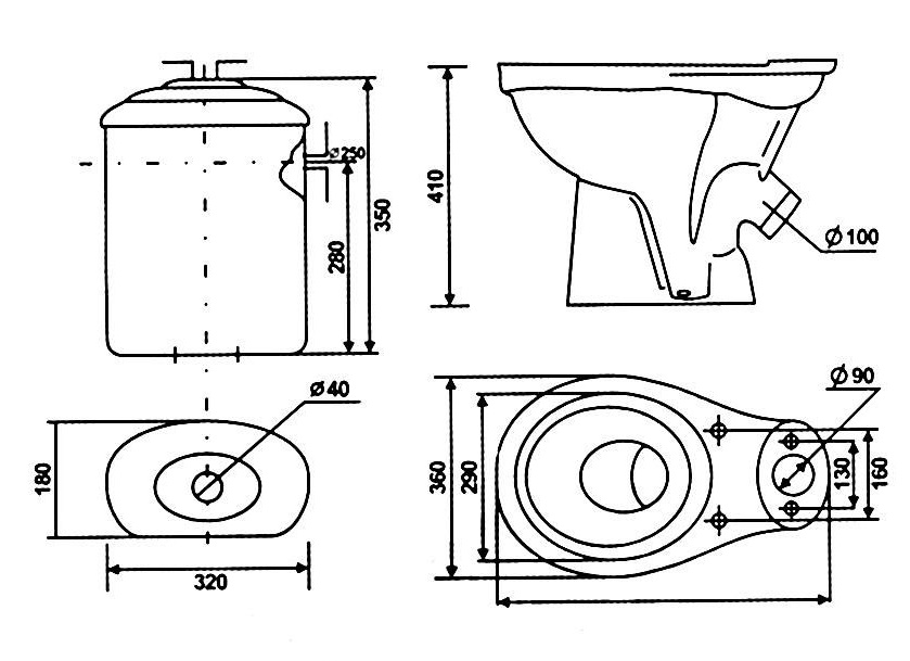 Унитаз-компакт     Юбилейный Стандарт,  45*,1кн.хром, ниж.подвод, с сиденьем  (Ани пласт)  (1/1шт)