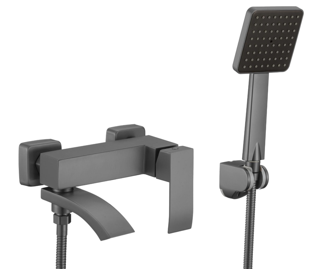 006   Смеситель д/ванны (повортный)   FMARK   FS8624-1Q коротк. нерж. ГРАФИТ КВАДРО SUS 35k (12/1шт)