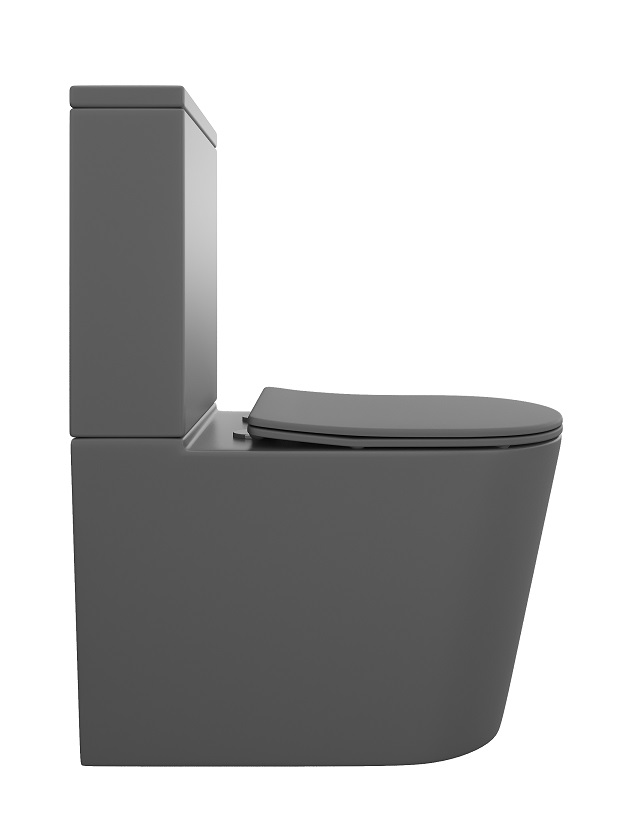 Унитаз напольный  BRAVE  СЕРЫЙ МАТ  безоб.гор. 605х370х800мм,д/пласт,б/съем,м/л RADOLUXE (2 места)