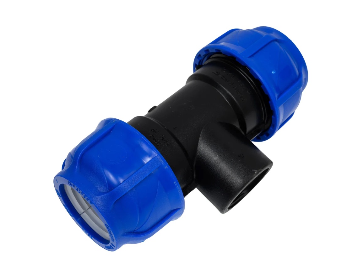 ПНД Тройник компрессионный соединительный      50х1 1/4х50 В   VALFEX   (12/3шт)
