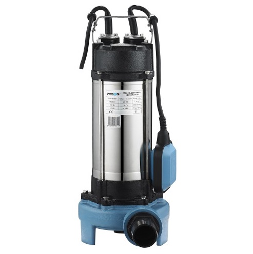 Насос дренажно-фекальный   WQV-1500DF  1500W  с ножом/нерж.и чугун. корп, 417 л/мин, напор 15 м.