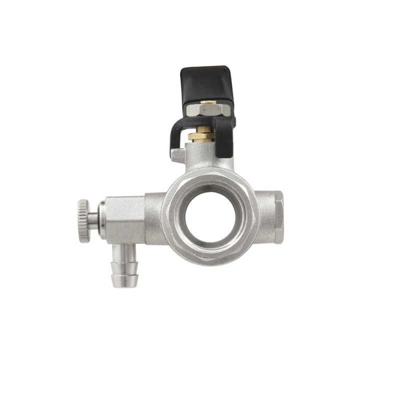 Кран   шар. дренажный   1  с воздухоотводчиком, под манометр, никель RAFTEC  (32/8)