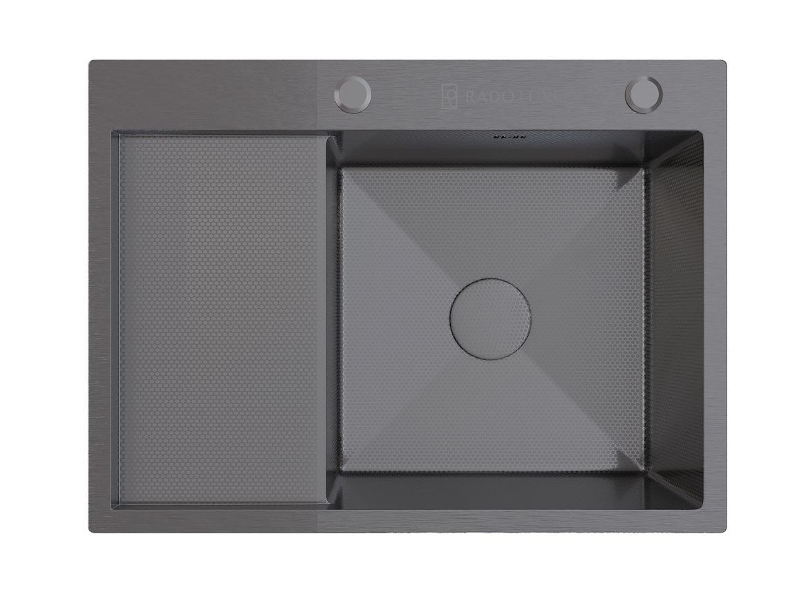 Мойка настол.монтаж    RADO LUXE 58x48  ГРАФИТ ДЕКОР    5848-AHG-R правая   (3,0)   22см     (1/1шт)