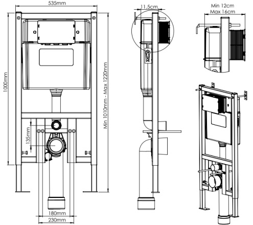 Инсталляция ZEGOR  IN450-3  для скрытого монтажа унитаза  без кнопки