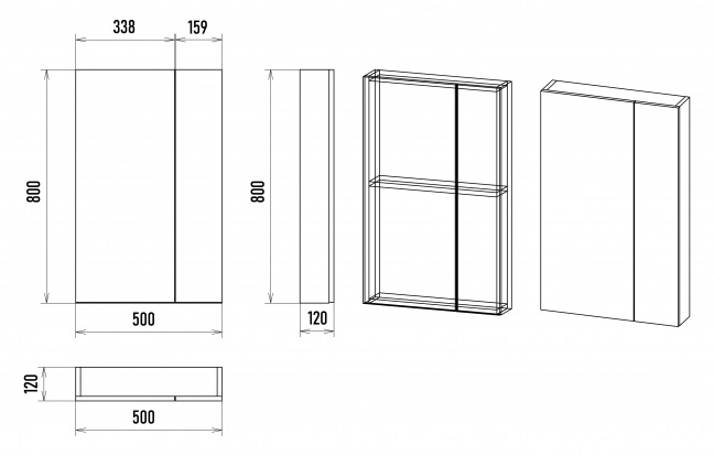 50 Зеркало-шкаф  Балтика-50 белая эмаль, без свет  Misty