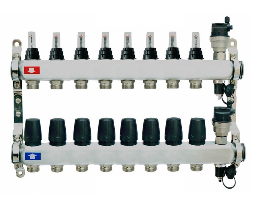 Коллектор с расходомерами нерж.   1 х 8 выхода   SIS   (1/3)