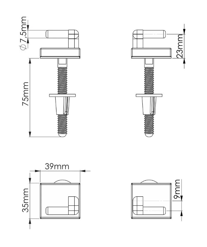 Крепление для сиденья унитаза   ZEGOR  SHELL  E702-9  75мм  (75/1)