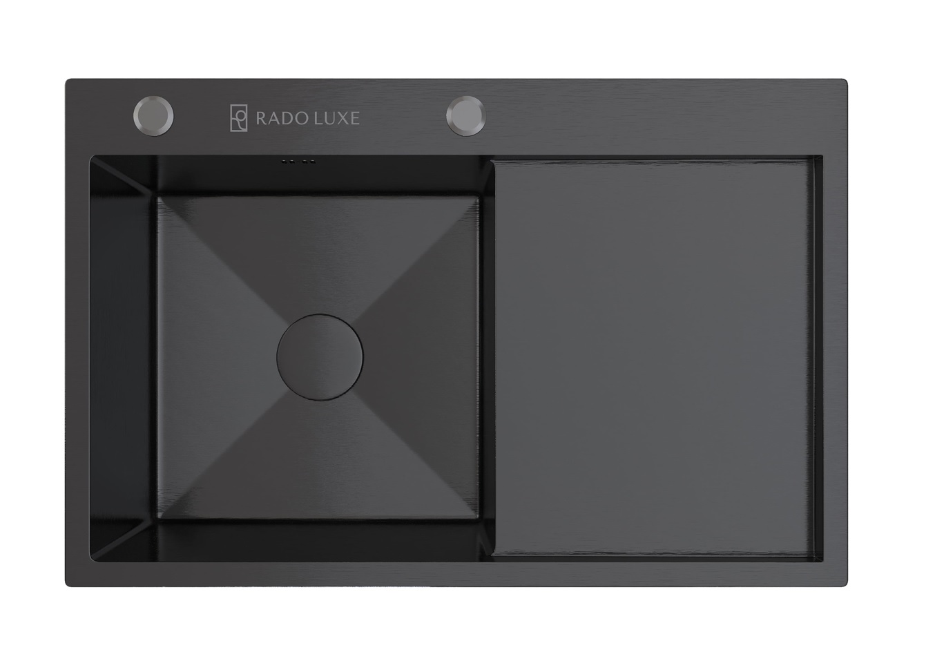 Мойка настол.монтаж RADO LUXE 7750B-L  ТЕМНЫЙ ГРАФИТ   77 х 50 левая  (3,0)  22см      (1/1шт