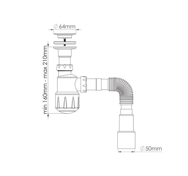 .Y105-0  Сифон  д/тюльпана  ZEGOR с  литым выпуском 1 1/4 и гибкий отвод d40/50 (40/1шт)