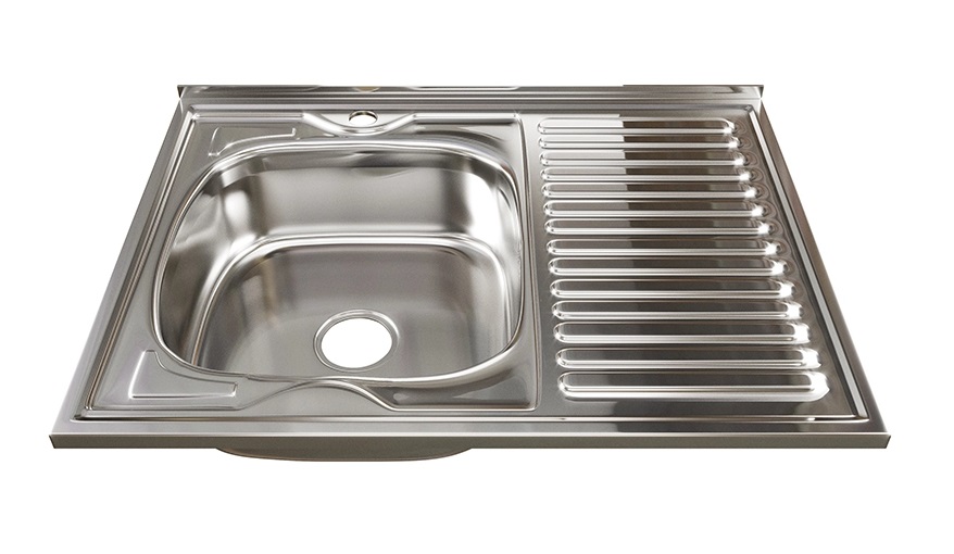 0.6   Мойка накладная  80 х 60-L   (0,6)  левая, 16см  с сифоном, выпуск 3 1/2  RADO LUXE  (10/1шт)