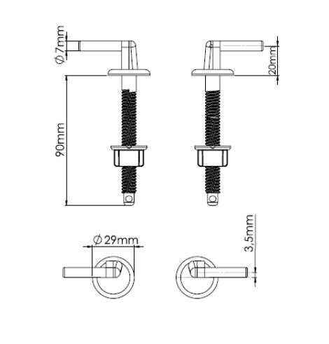 Крепление для сиденья унитаза   ZEGOR СТАНДАРТ    E702-6  90мм  (100/10)