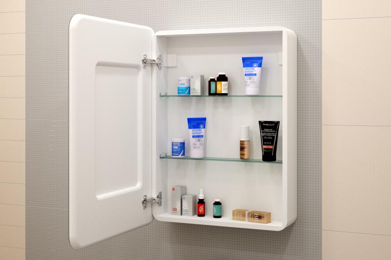 60 Зеркало-шкаф  МВК-017  60 с розеткой LED, ЛЕВЫЙ