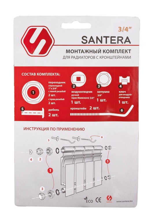 Набор радиаторный   3/4  (11 предметов)   ST3551   SANTERA (40/1шт)