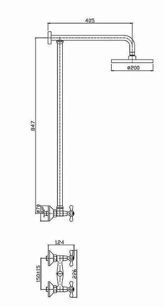 Душевая система буксовая  HB-2413  без излива  ХРОМ  HAIBA  (4/1шт)