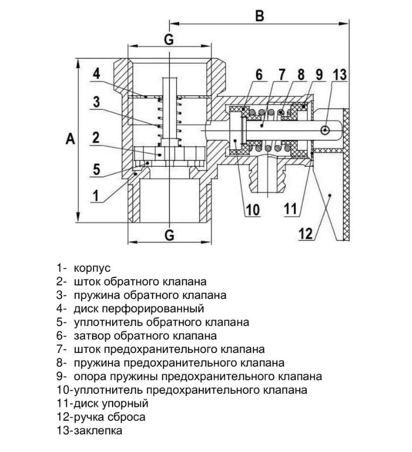 Клапан предохр.    на бойлер  1/2 с флажком   SMS-1702    (100/10шт)