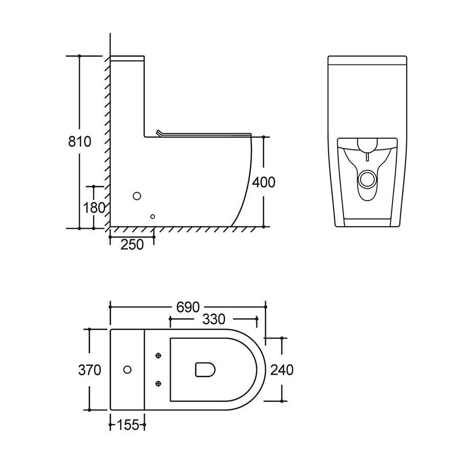 Унитаз-моноблок  AVA безобод.,гориз,2-кн.ниж, 690х370х810мм, дюропласт,б/съем,м/лифт RADOLUXE