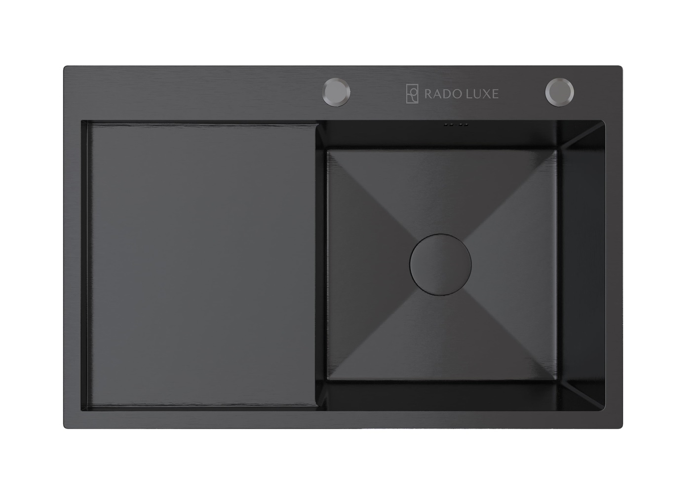 Мойка настол.монтаж RADO LUXE 7750B-R  ТЕМНЫЙ ГРАФИТ   77 х 50 правая  (3,0)   22см    (1/1шт