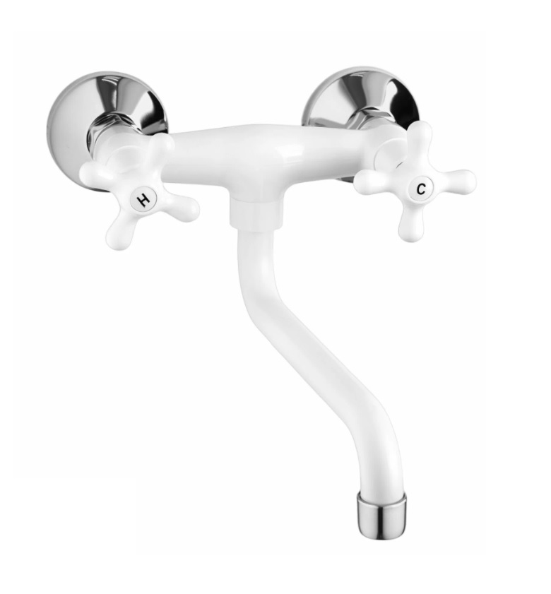 *361   Смес  д/кухни.   RD-361   от стены  пластик. белый (2 излива в комплекте)   (30/1шт)