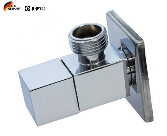 Кран угловой   1/2 - 1/2   RAFTEC   VKE7703 квадрат SILVER (GERMANY)  (1/100)