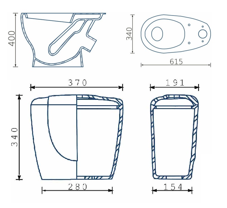 Унитаз-компакт  ВКЗ ЛУНА 2 белый Стандарт,выпуск 45*,1 кн. ниж.подвод, ПП (г.Волгоград)  (1/1шт)