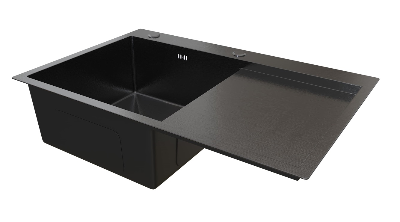 Мойка настол.монтаж  RADO LUXE 77x50  ТЕМНЫЙ ГРАФИТ   7750B-L левая  (3,0)  22см      (1/1шт