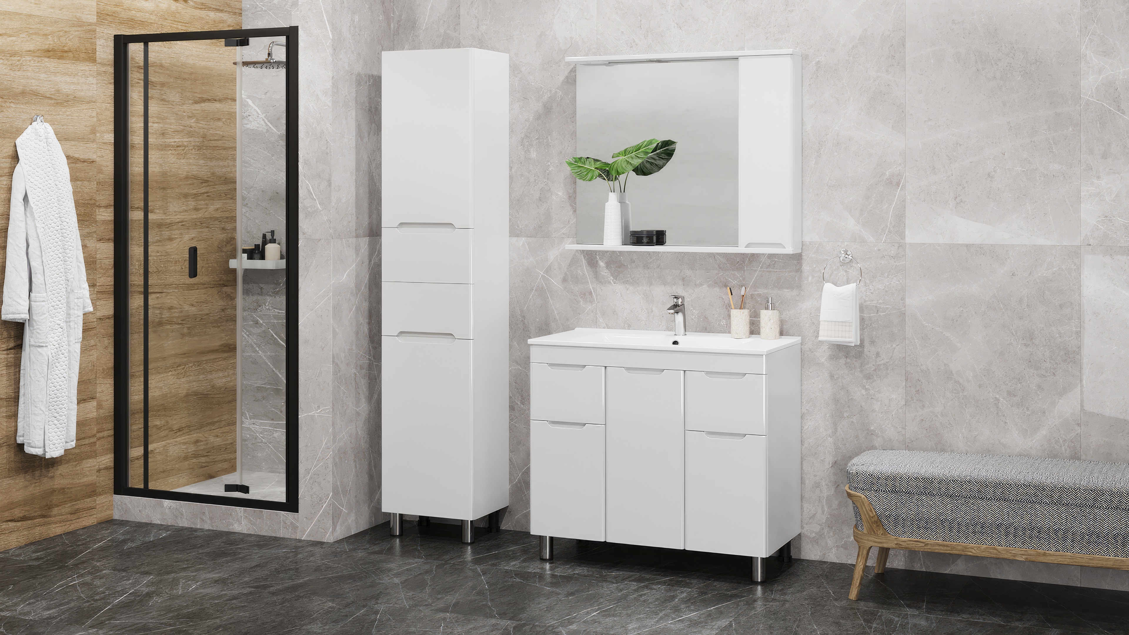 80 Зеркало  РАДА-80  свет/ПРАВЫЙ/белый   800х120х740  Арт. 10758   (1/1шт)