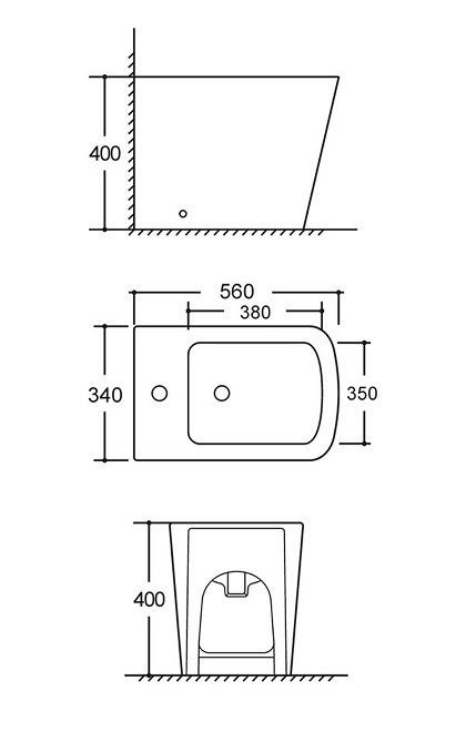 Биде напольное  HANTER  560х340х400мм  RADOLUXE