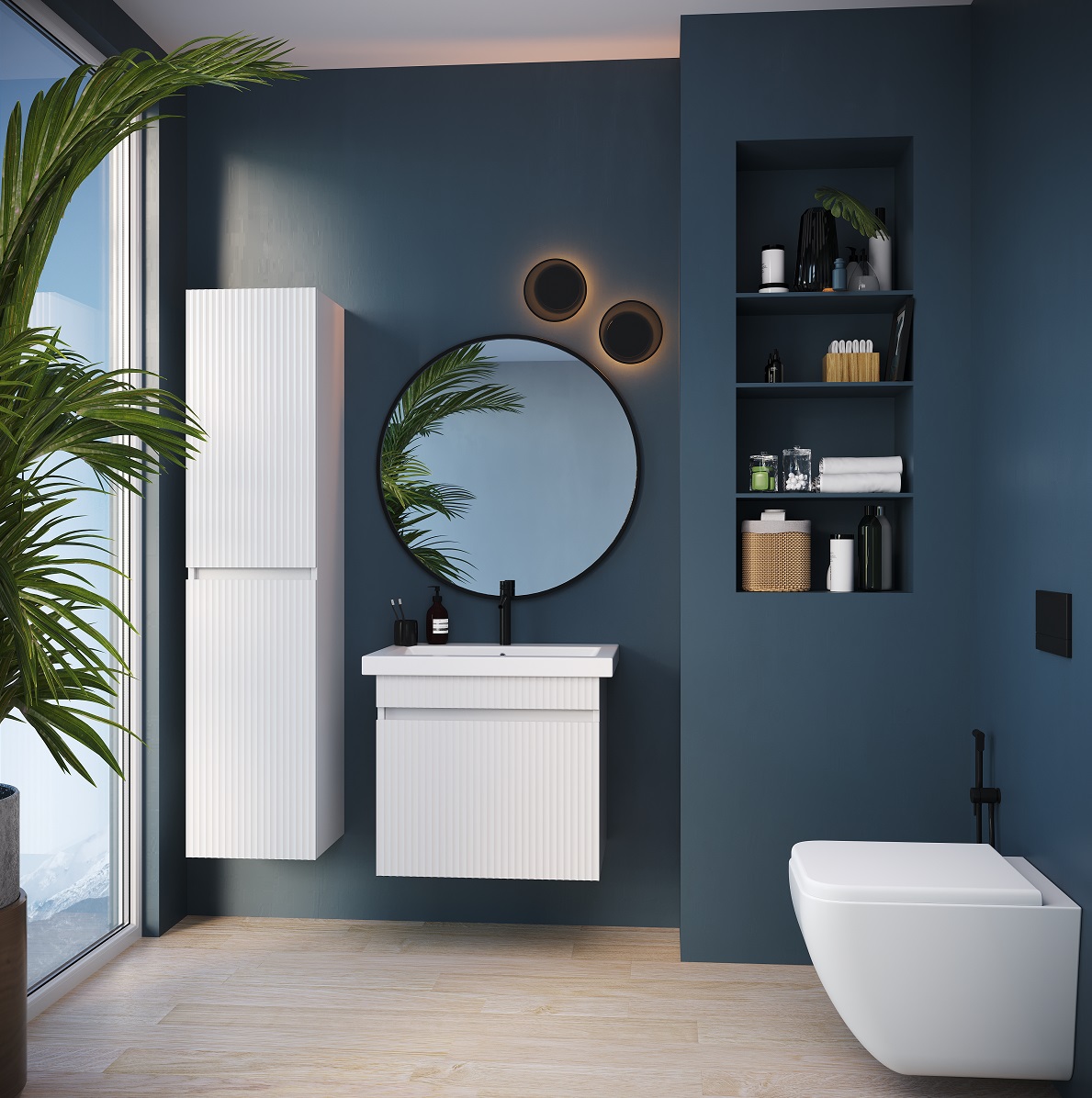 П35   Пенал напольный Минор 35 (Белый матовый) 350x1800x300  2 дв.  Арт.22055