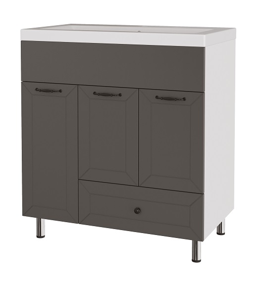 Т80  Тумба напольная Фотон 80 (Серый) 790х442х700  1ящ. ниж. 3дв. под умыв.  Комфорт 80  Арт.22009