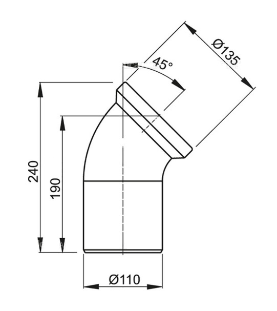 Отвод для унитаза  SMS-1018 d110*170---45*   (40/1)