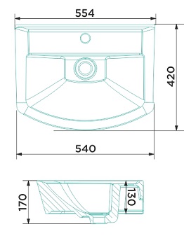 Умывальник DECO home de luxe 550x420x170 белый с креп, обрамление хром GESSO (г.Волгоград)   (1/1шт)