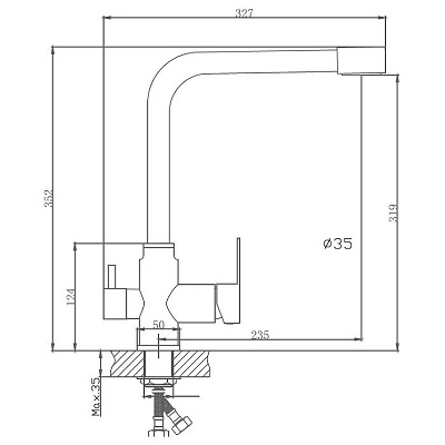 008F  Смеситель д/кухни с фильтром  HB-76802 Г-образный НЕРЖ  к35   HAIBA  (10/1шт)