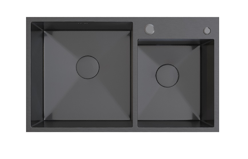 Мойка настол.монтаж RADO LUXE 72x43 ГРАФИТ ДЕКОР 7243-HG  2-я чаша  (3,0)   22см      (1/1шт)