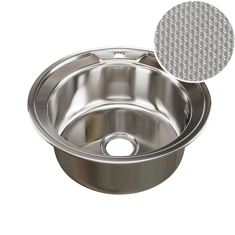 0.6   Мойка врезная круг  D-510 DECOR  (0,6)    17см  с сифоном, выпуск 3 1/2  RADO LUXE   (15/1шт)