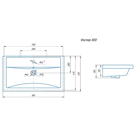 Умывальник мебельный  KIROVIT  ФОСТЕР-80   (аналог COMO)   (1/1шт)