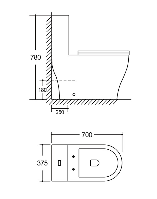 Унитаз-моноблок  SOFRI TORNADO безобод.гориз,2-кн.ниж, 700х375х780мм, дюропласт,б/съем,м/л. RADOLUXE