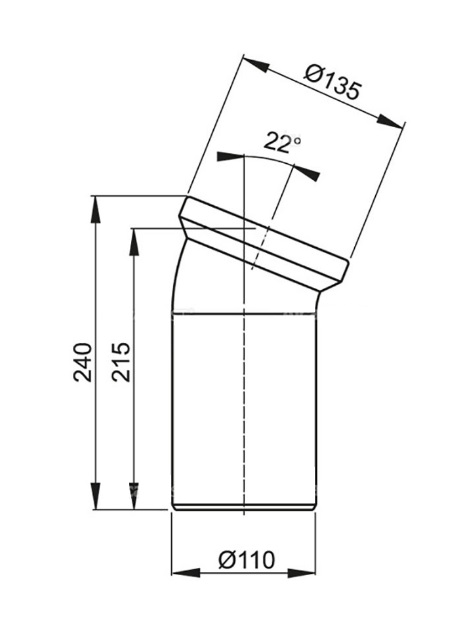 Отвод для унитаза   SMS-1018B d110*160---22*   (20/1)